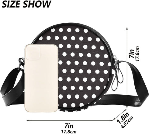 Round Crossbody Bag Small Circle Purse Zip Handbag for Women...