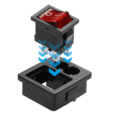 YAODHAOD C8-8 Panel Mount Plug Adapter with 4P Red Light ON-Off Switch 1mm Buckle IEC Inlet Module Plug Power Connector AC 250V 6A/125V 10A (4PCS)...