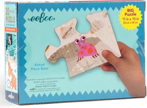 eeBoo: Space Exploration - 20 Piece Puzzle - 15 x 11 Kids Jigsaw, Oversized Glossy Pieces, Animals On The Moon, Preschool Puzzle, Age 3+...