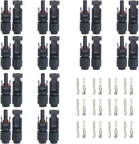 12 Pairs/24PCS Solar Connectors, IP67 Waterproof 1000V 30A Male & Female Solar Panel Cable Connectors (12AWG-10AWG)...
