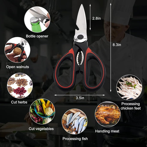 ATB Kitchen Scissor Heavy Duty Kitchen Shears with Protective Sheath Kitchen Meat Scissors, Stainless Steel Multi-function Scissors For Food Chick...