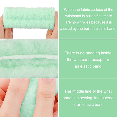 6pcs Green Spa Headband Sponge Face Wash Headband and Wristband Set Makeup Head Band Puffy Skincare Headband Terry Cloth Wrist Towels Hair Band fo...