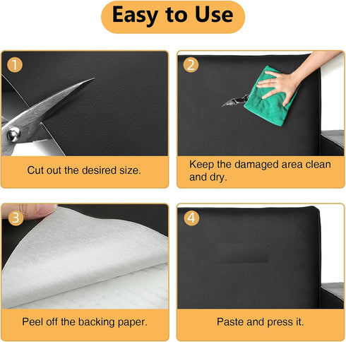 Leather Repair Patch, 16'' × 60'' Large Leather Repair Tape Kit, Self-Adhesive Leather Patches for Furniture, Couch, Sofa, Car Seat, Chair, Clothi...