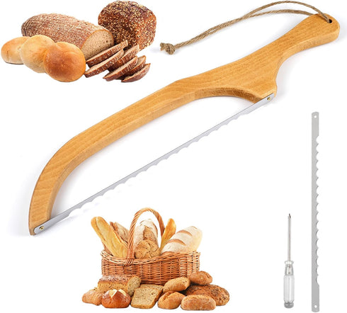 Bread Knife For Homemade Bread Sourdough,Sourdough Bread Knife,Solid Wood Handle With Extra 1 Piece Premium Stainless Steel Blade,Gifts For Sourdo...