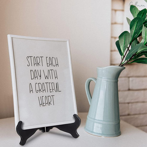 Guffman 12 Inch Wooden Display Stand - Black Wood Plate Stand Frame - Decorative Plate Holders Stands for Display Pictures, Cookbooks, Home, Birth...