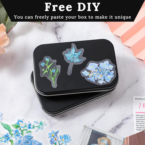 2 Pack Small Tin Box, Metal Rectangular Empty Hinged Tins Metal Tin Box with Lids Mini Portable Metal Box Container for Storage Candies Jewelry Cr...