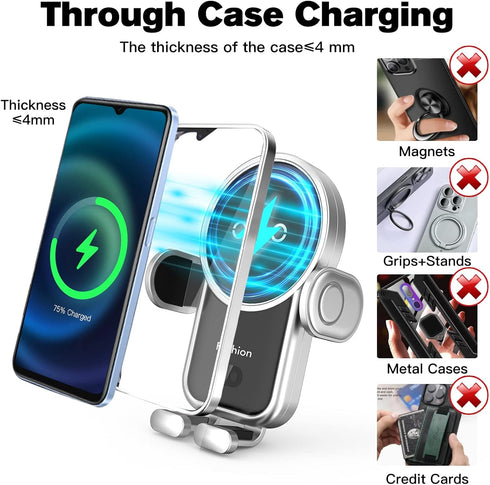 Wireless Car Charger, 15W Auto-Clamping Car Charger Mount, Air Vent Car Charging Holder for iPhone 14/14 Pro/13/13 Pro /12/12 Pro/ 11/11 Pro/Xr/Xs...