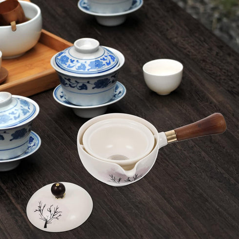 UPKOCH Tea Set Japanese Tea Set Teapot with Infuser Teapot Blooming and Loose Leaf Tea Maker with Wooden Handle Asian Kitchen Tea Kettle Style 1 T...