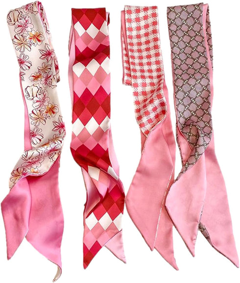 4 Pack Purse Scarf for Bags Silk Head Scarf for Hair Handbag Women Scarfs Band Hair Neck Scarves Fashion Gifts,04...