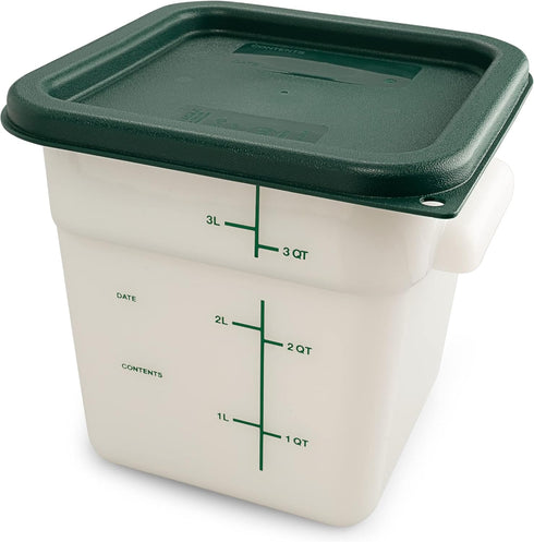 Carlisle FoodService Products Squares Square Food Storage Container with Stackable Design for Catering, Buffets, Restaurants, Plastic, 4 Quarts, W...