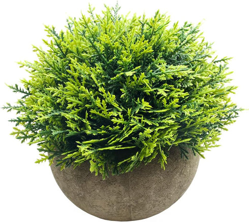 Mini Fake Cypress Cedar Plants for Bathroom Home Office Desk Decor, Small Artificial Faux Greenery for Farmhouse Decorations (Potted Plants) (2)...