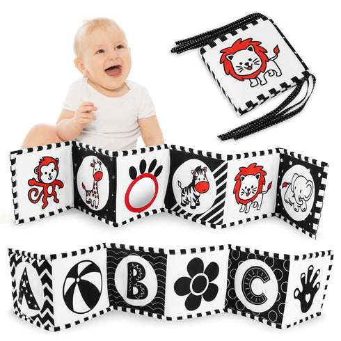 Vicloon Black and White High Contrast Baby Toys, Soft Baby Book for Newborn 0-3-6-12 Months, Infant Tummy Time Toys, Early Education Sensory Toys,...