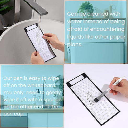 4Pcs Magnetic Note Pads, 4"x12" Memo Grocery List Whiteboard for Fridge, Shopping to Do List with 5 Markers and Eraser for Home Kitchen...