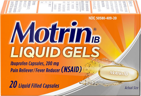Motrin IB Liquid Gels, Ibuprofen 200 mg, Pain Reliever & Fever Reducer Minor Arthritis Pain, Muscular Aches, Headache, Menstrual Cramps & Backache...