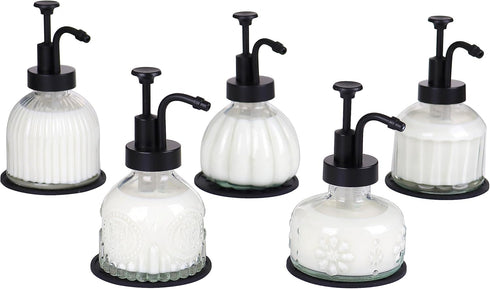 8 Oz Soap Dispenser for Kitchen and Bathroom Countertop, Refillable Wash Hand Liquid, Dish Detergent, Farmhouse Style Vertical Stripes Shape Shamp...
