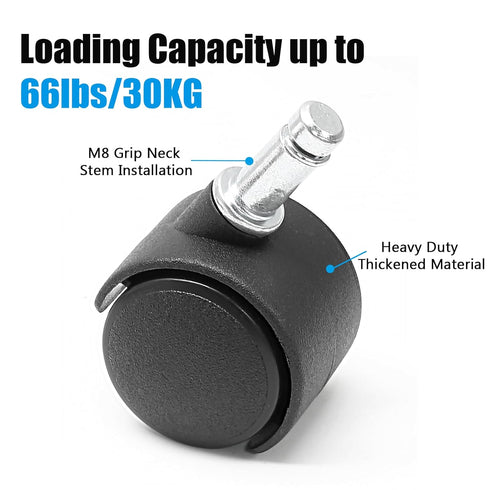5pcs 1.5 Inch Swivel Caster Wheels, M8 Circlip Stem Caster Wheels, Heavy Duty Casters, Black Nylon Wheels Replacement for Furniture, Table, Cabine...