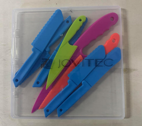 Jovitec 8 Pcs Kid Cooking Kitchen Knife Set, Plastic Serrated Edges Children's Safe Chef Nylon Knives for Cutting Fruit Bread Cake Salad Lettuce K...