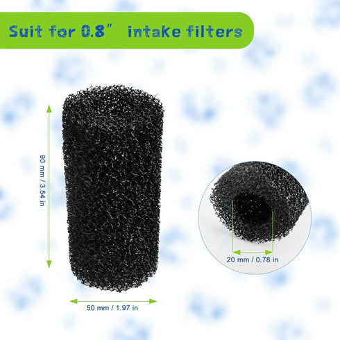 12 Pieces Aquarium Filter Sponge 0.8" Intake Shrimp Filter Coarse Sponge Filter for Aquarium Fish Tank, Protect Fish Fry and Shrimp, Black...