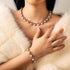Unicra Pearl Bride Wedding Jewelry Set Crystal Bridal Necklace Bracelet Earrings Sets Rhinestone Choker Necklace Prom Costume Jewelry Set for Wome...