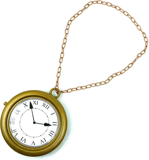 Skeleteen Jumbo Gold Clock Necklace - White Rabbit Clock, 8" Hip Hop Rapper Clock - 1 Piece...