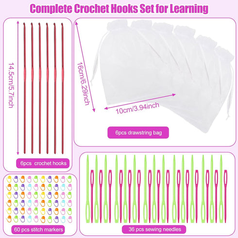 Katech 2mm/Size B Crochet Hook Set, Aluminum Crochet Hooks Knitting Needles for Beginners Crocheting Craft Yarn, Crochet Hook Great for Group Croc...