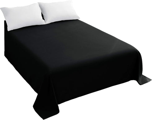 Sfoothome Twin Flat Sheet Black Top Sheet, Premium Hotel 1-Piece, Luxury and Soft 1500 Thread Count Quality Bedding Flat Sheet, Wrinkle-Free, Stai...