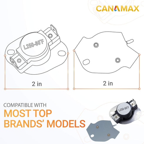 279769 Dryer Thermal Cut-Off Kit Premium Replacement by Canamax - Compatible with Whirlpool Kenmore Dryers - Replaces 3389946 3398671 3977394 695563 AP3094224 3390291