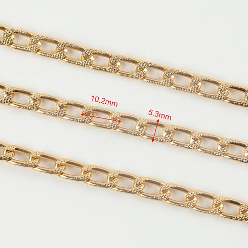 YOUBEIYEE 10 Meters Aluminum Jewelry Making Chains Bulk Delicate Embossed Curb Link Chain Gold Plated Chain on Spool with Jewelry Making Supplies...