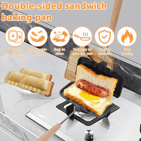 4w1h Sandwich Maker, Double-Sided Sandwich Baking Pan with Removable Handle, Non Stick Breakfast Sandwich Maker Grill Pan for Breakfast Pancakes, ...