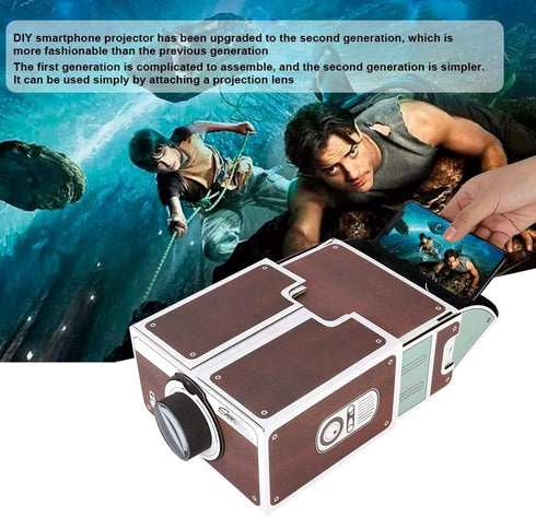 Cardboard Projector For Phone Movie Projector Indoor Bluetooth Cardboard Second Generation Mini Diy Home Portable for Smart Mobile Phone Projector...