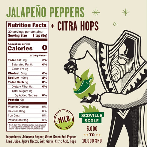 Jalapeño Peppers + Citra Hops Hot Sauce by Alchemy Peppers - Zesty Jalapeño Peppers, Juicy Citra Hops, Agave, Lime, and Garlic - Mild Heat - 5 oz ...