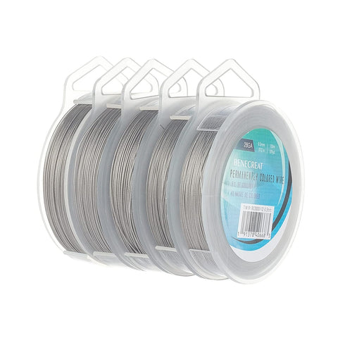 BENECREAT 5 Rolls 394 Yards Mixed Size Stainless Beading Wire 7-Strand Beading String Wire for Necklace Bracelet Craft Work...