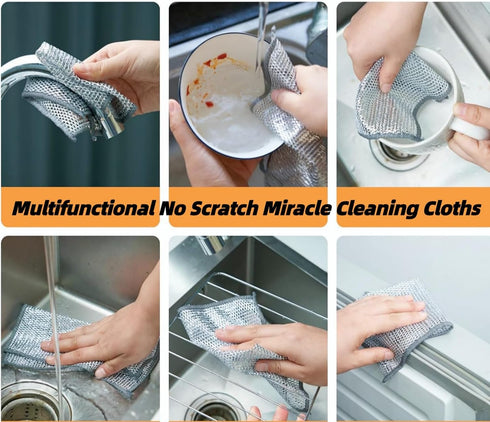 2024 New Cleaning Sponges Multipurpose Wire Miracle Cleaning Cloths, 6 Pack Wire Dishwashing Rags for Non-Stick Cookware, Kitchen, Sinks, Scrubs &...
