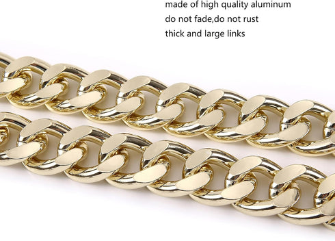 25 Inch Trendy Chunky Metal Chain Purse Handle Shoulder Strap Replacement for Handbag (Light Gold)...
