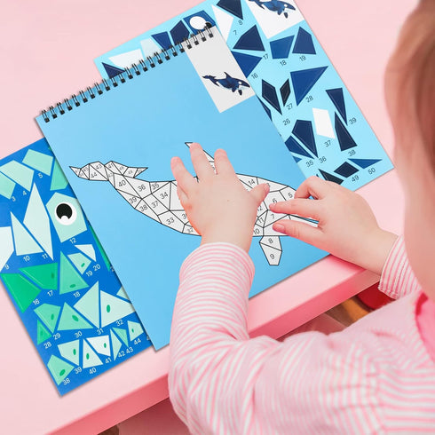 Ocean Sticker Book Crafts for Kids Ages 4-8 Sticker Paint Number Books, Stickers for Kids Girls Boys Birthday Easter Day Party Favor Gift Car Road...