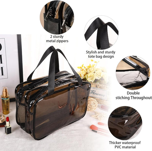 WEISIPU Large Waterproof Clear Travel Bag for Toiletries - Transparent Makeup Bag with Double Zipper Design - TSA Compliant Carry-On for Men and W...