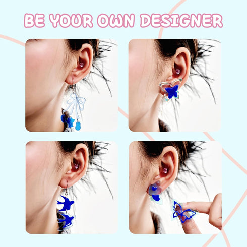 WOOYAS Earring Making Kit 50Pcs Blue Dream Theme Jewelry Making Kit 4-6 Pairs Fashion Colorful DIY Acrylic Earrings Kits for Women...