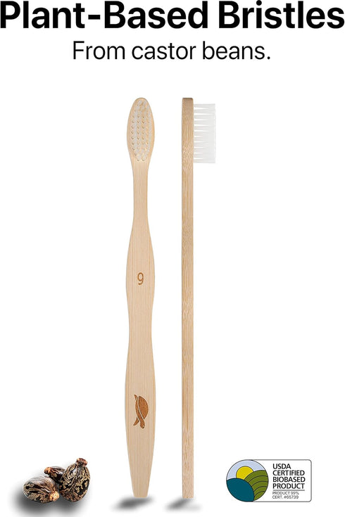 Sea Turtle Plant-Based Bristles, Soft Bamboo Toothbrushes, Individually Sealed (10 Pack)...