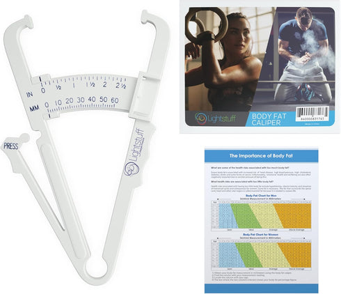 Body Fat Caliper - Skinfold Caliper - Check Your Fat Percentage at Home without Anyone's Help - Body Fat Charts and Instructions Included...