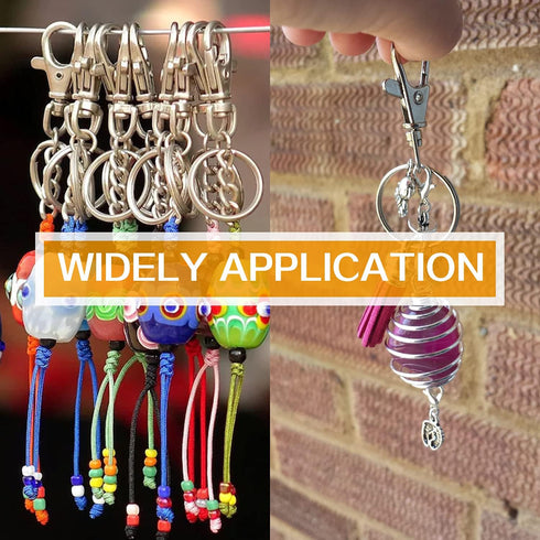120PCS Swivel Snap Hook with Key Chain Rings Set, 30 PCS Swivel Lobster Clasp,30PCS Key Ring with Chain, 30 pcs Jump Rings and 30pcs Screw Eye Pin...