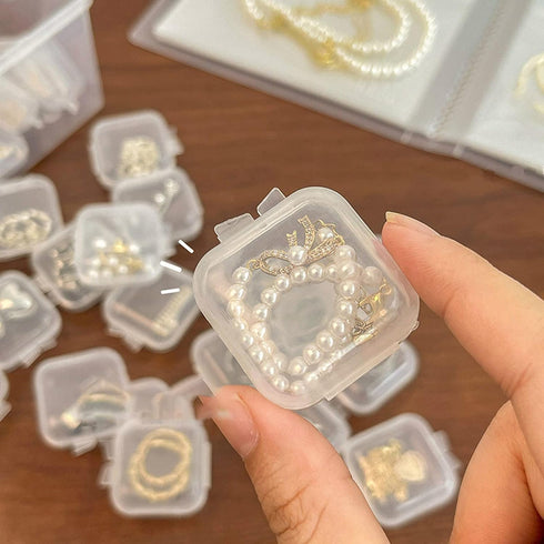 10Pcs White Storage Box, Mini Square Clear Plastic Organizer, Lightweight Travel Kit for Earplugs, Jewelry, Beads, Coins, Craft Gadgets - Approx O...