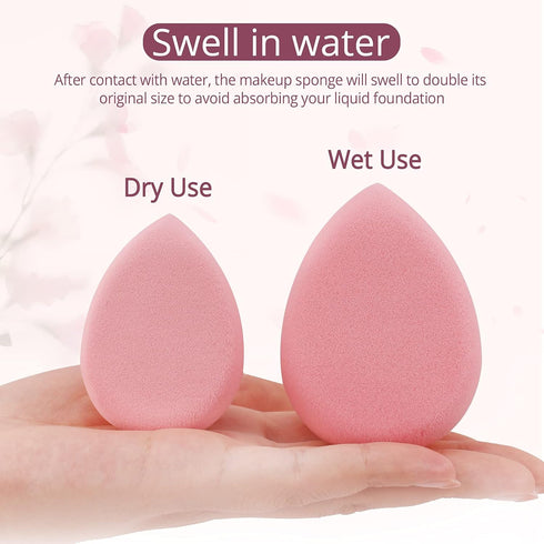 BEAKEY Flat Duo Makeup Sponge of 6, Super Soft 0 Latex Blending Sponge for Flawless Application - Liquid, Cream, Powder, Patented Design,Pink...