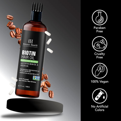 Botanic Hearth Biotin Hair Oil For Hair Growth Infused With Coffee Bean Oil & Argan Oil | Hair Strenghtening Treatment | Nourishing & Volumizing |...
