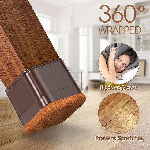 28Pcs Brown Chair Leg Floor Protectors for Hardwood Floors, Silicone Chair Leg Covers Bar stools Leg Caps, Dining Room Chair Leg Protectors, Felt ...
