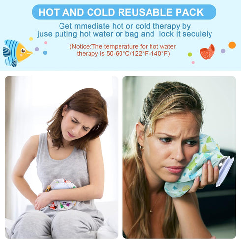 Nuanchu 3 Pieces Ice Bags for Injuries Reusable Ice Pack Hot Cold Water Bag 6 Inches, 9 Inches, 10 Inches Hot Cold Therapy and Pain Relief Pain Sc...