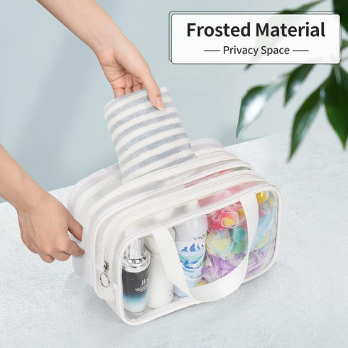 CUBETASTIC Clear Toiletry Bags for Traveling 2 Compartments Dry/Wet Separation Shower Bag with Mesh Draining Section, Portable Clear Makeup Bag & ...
