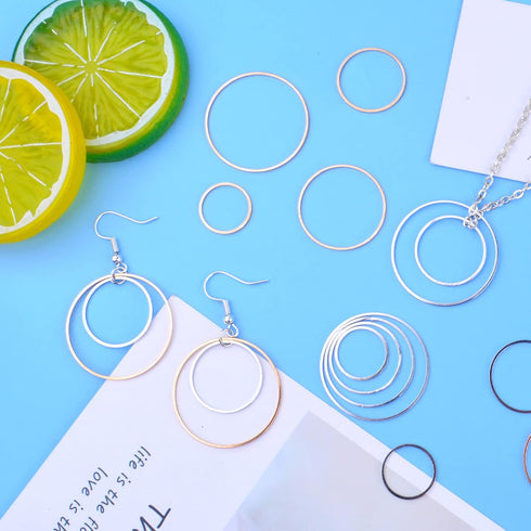 80pcs 15mm/20mm/25mm/30mm Earrings Beading Hoop Earring Findings Brass Round Circle Charms Open Bezel Pendant Frame for DIY Jewelry Earrings Makin...