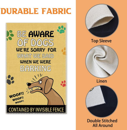 Be Aware Of Dogs Signs Dog Paws Cute Garden Flag, 12 x 18 Inch Double Sided Holiday Yard Outdoor Farmhouse Decoration Flag, Garden Flag with Dog, ...