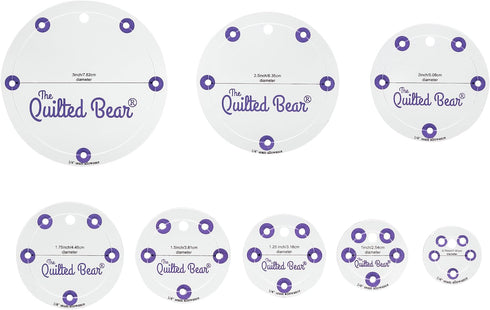 The Quilted Bear Circle Quilting Templates - Set of 8 Non-Slip Acrylic Quilt Templates, Ideal Sewing Products, Quilting Tools & Quilting Templates...
