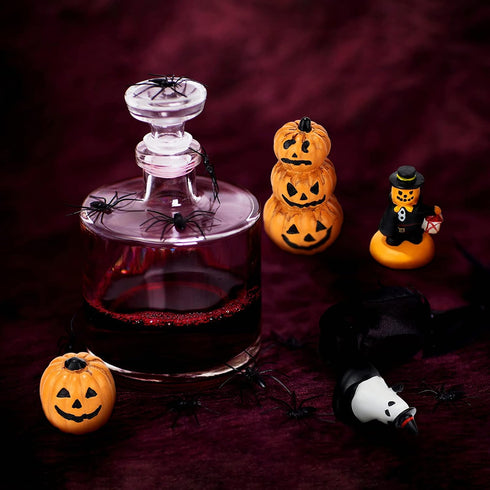 7 Pieces Halloween Miniature Pumpkin Figurines Mini Resin Pumpkin Ghost Ornaments Fairy Halloween Garden Adornments Pumpkin Doll Miniature Landsca...